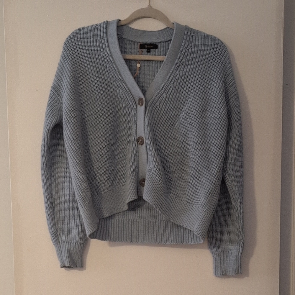 Quince Blue Cardigan Sweater